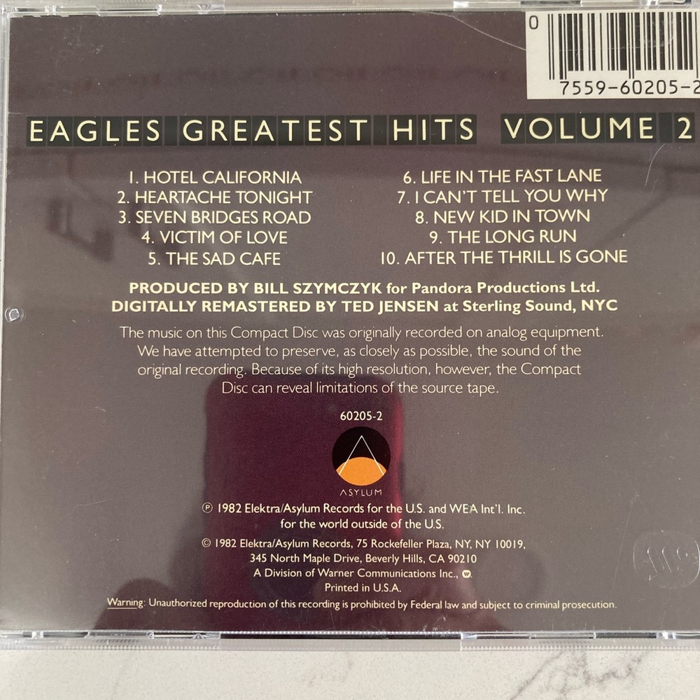 Eagles Greatest Hits CD volume 2